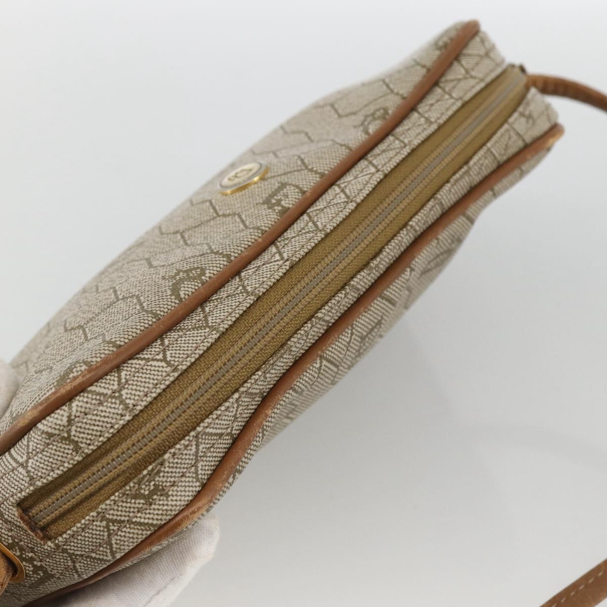 Christian Dior Honeycomb Canvas Shoulder Bag PVC Beige Gold Auth 173969