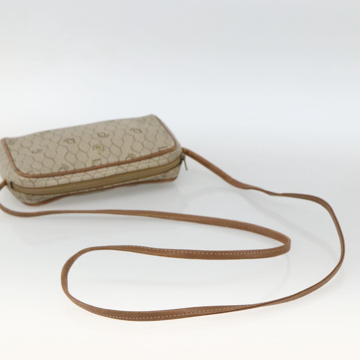 Christian Dior Honeycomb Canvas Shoulder Bag PVC Beige Gold Auth 173969