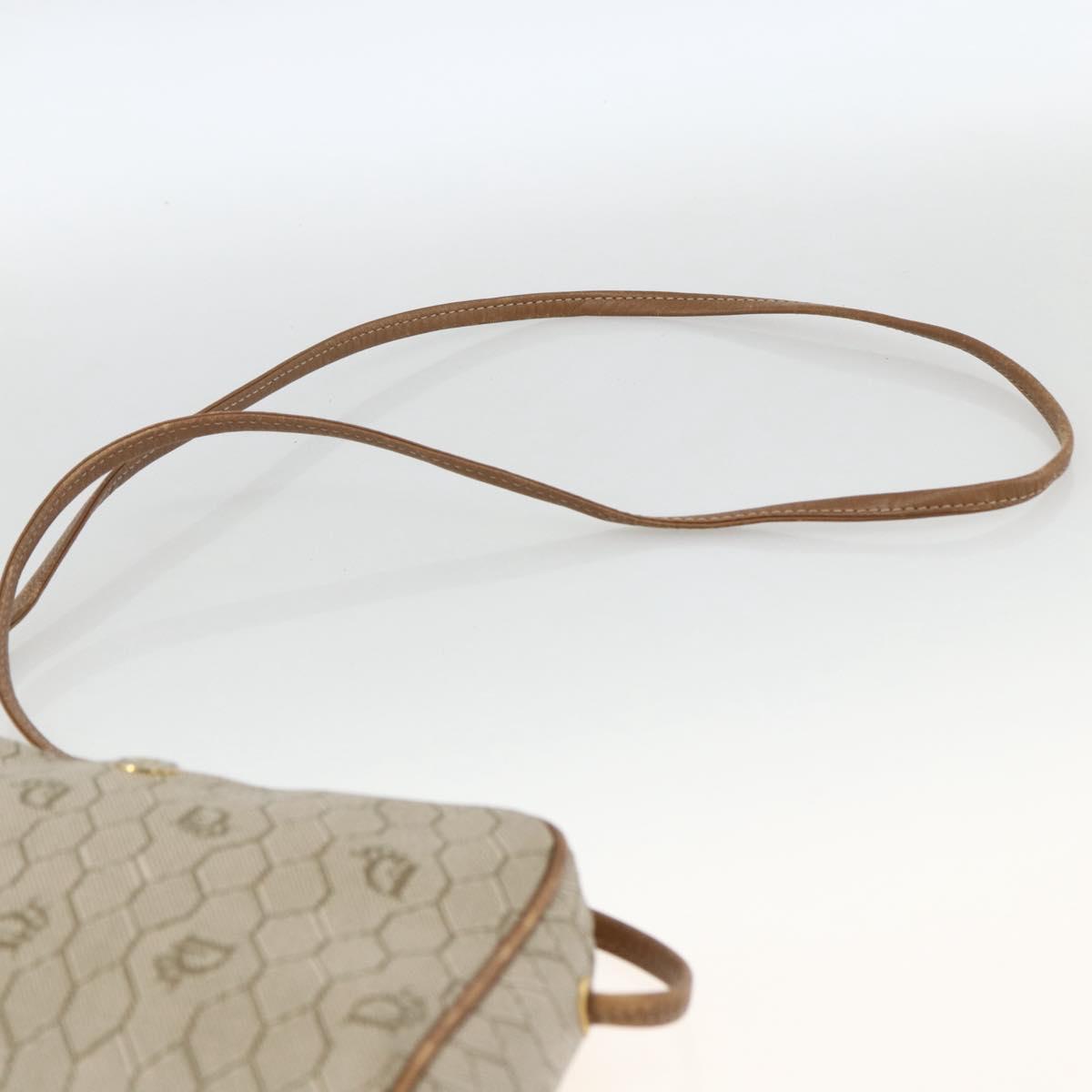 Christian Dior Honeycomb Canvas Shoulder Bag PVC Beige Gold Auth 173969