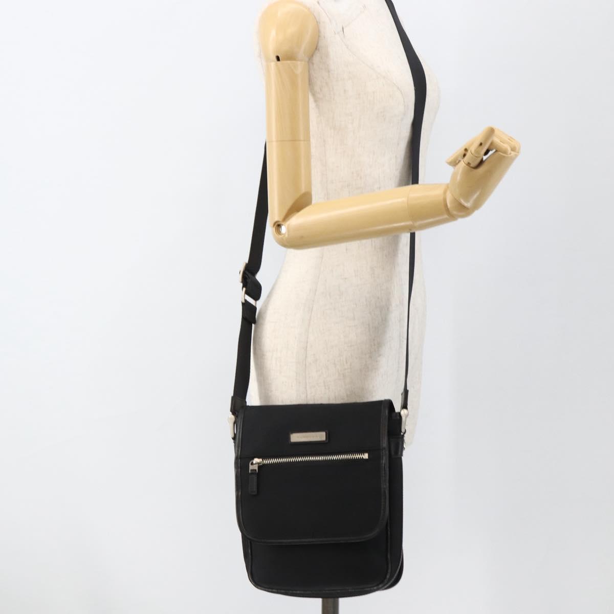 BURBERRY Shoulder Bag Nylon Black Silver Auth 173971