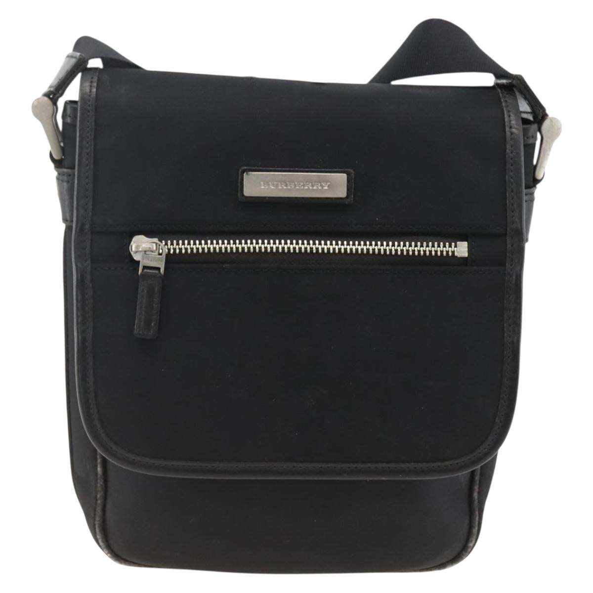 BURBERRY Shoulder Bag Nylon Black Silver Auth 173971