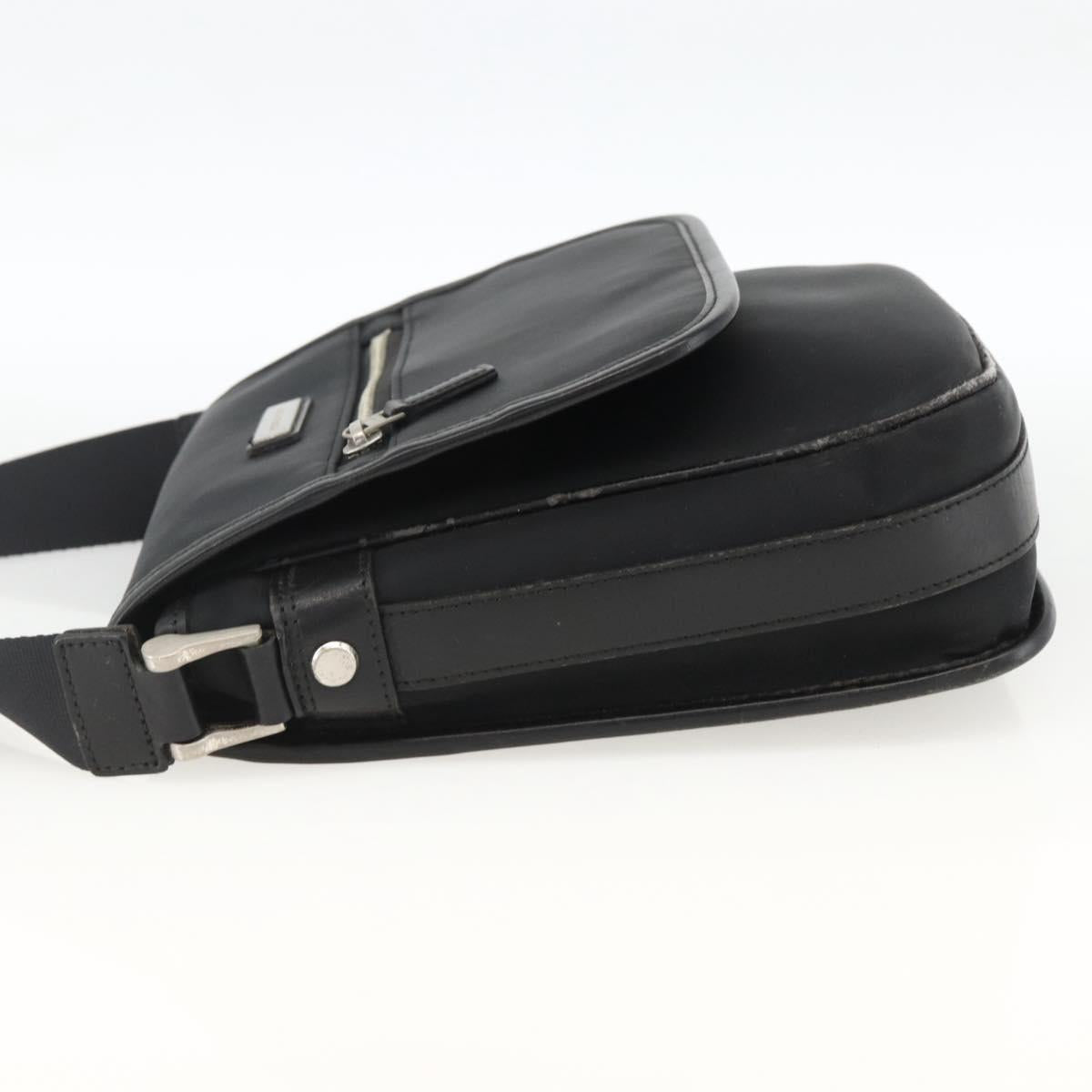 BURBERRY Shoulder Bag Nylon Black Silver Auth 173971
