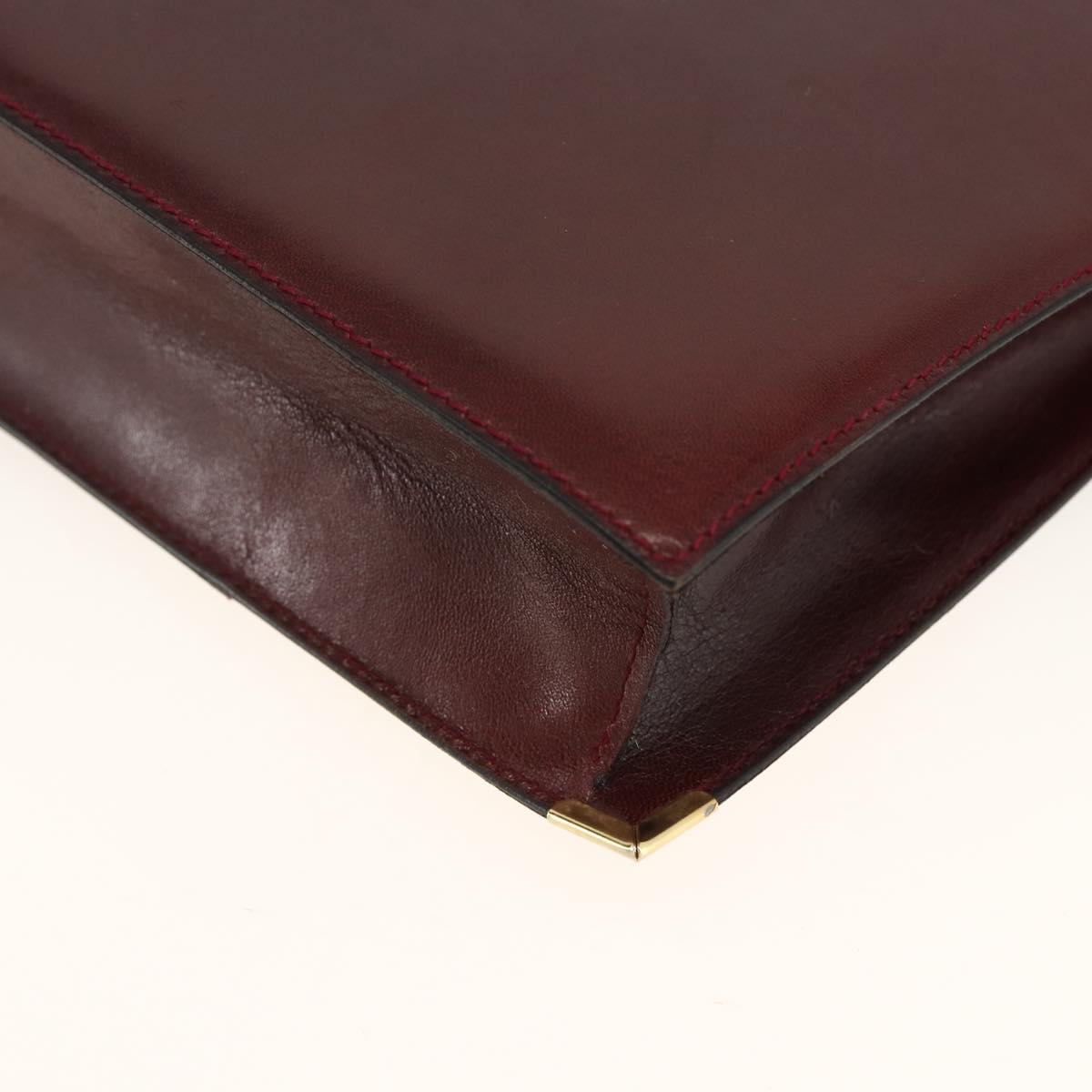 BALLY Shoulder Bag Leather Bordeaux Gold Auth 173972