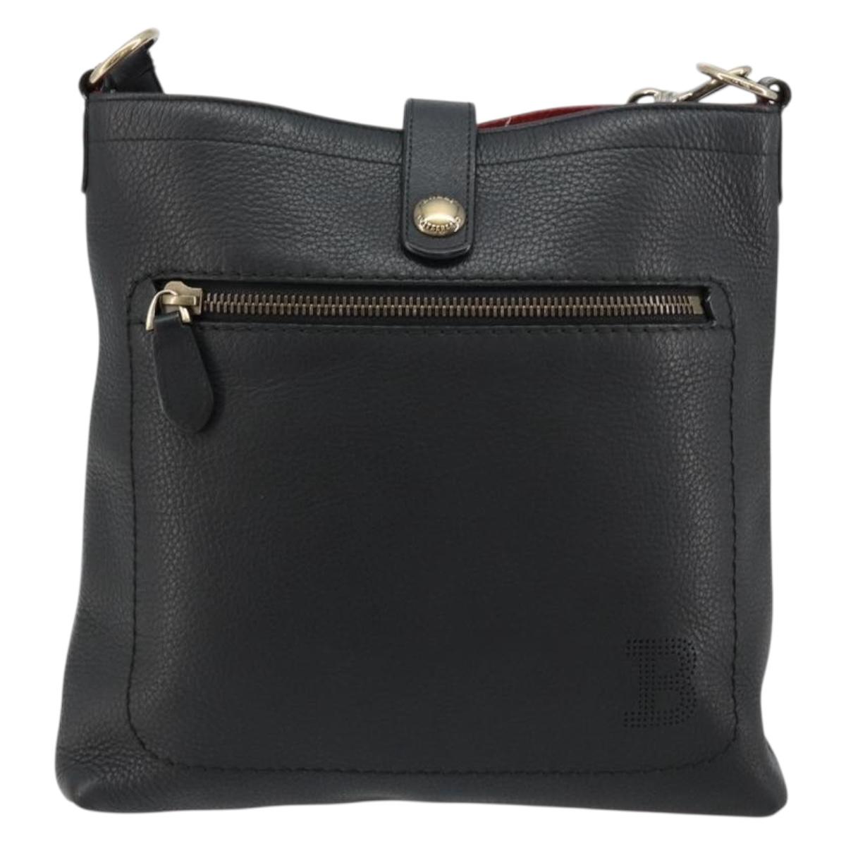 BALLY Shoulder Bag Leather Black Auth 173982