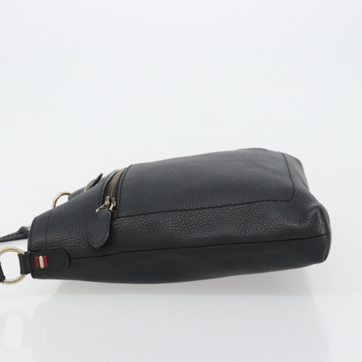 BALLY Shoulder Bag Leather Black Auth 173982