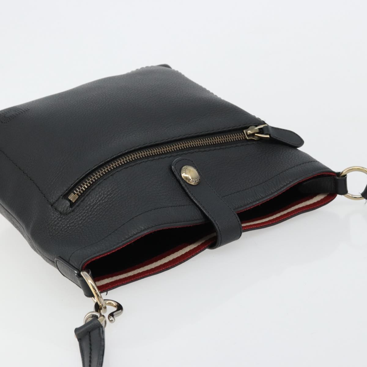 BALLY Shoulder Bag Leather Black Auth 173982