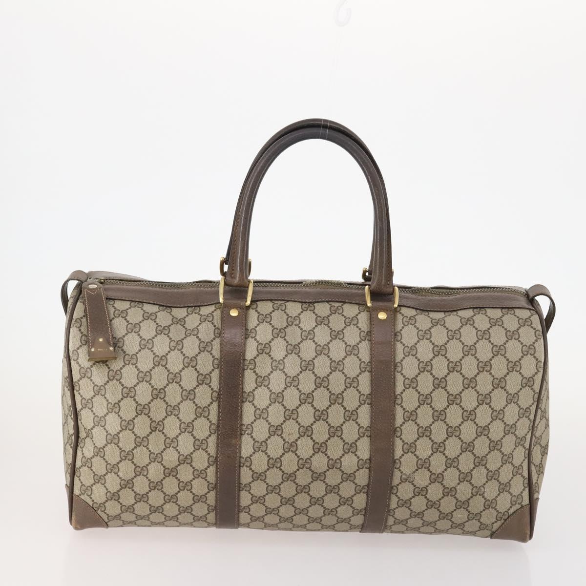 GUCCI GG Supreme Hand Bag Leather 2 Set Black Beige Auth 173983
