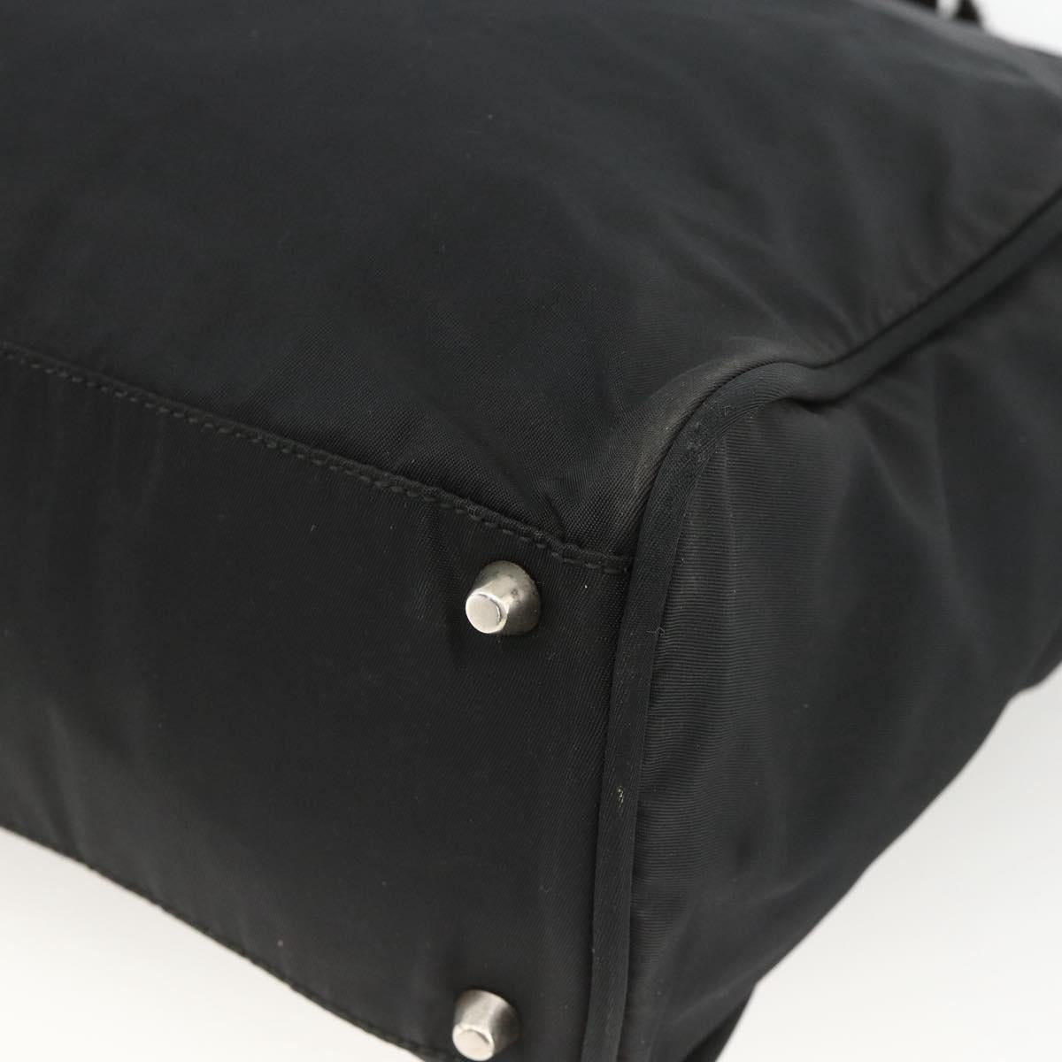 PRADA Hand Bag Nylon Black Silver Auth 173987