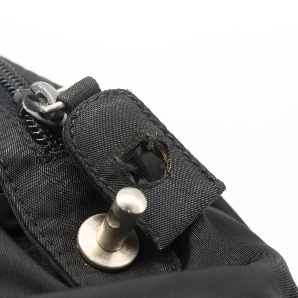 PRADA Hand Bag Nylon Black Silver Auth 173987