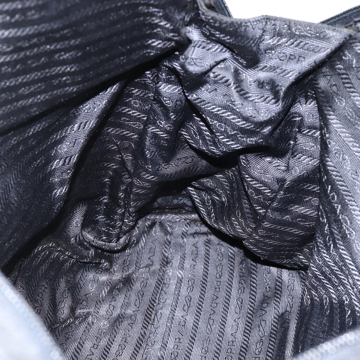 PRADA Hand Bag Nylon Black Silver Auth 173987