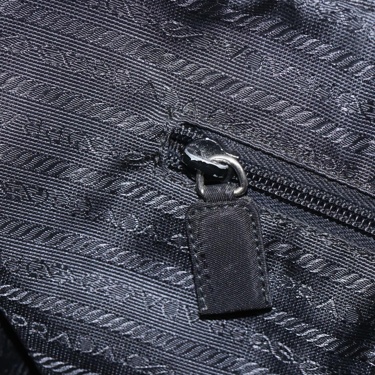 PRADA Hand Bag Nylon Black Silver Auth 173987