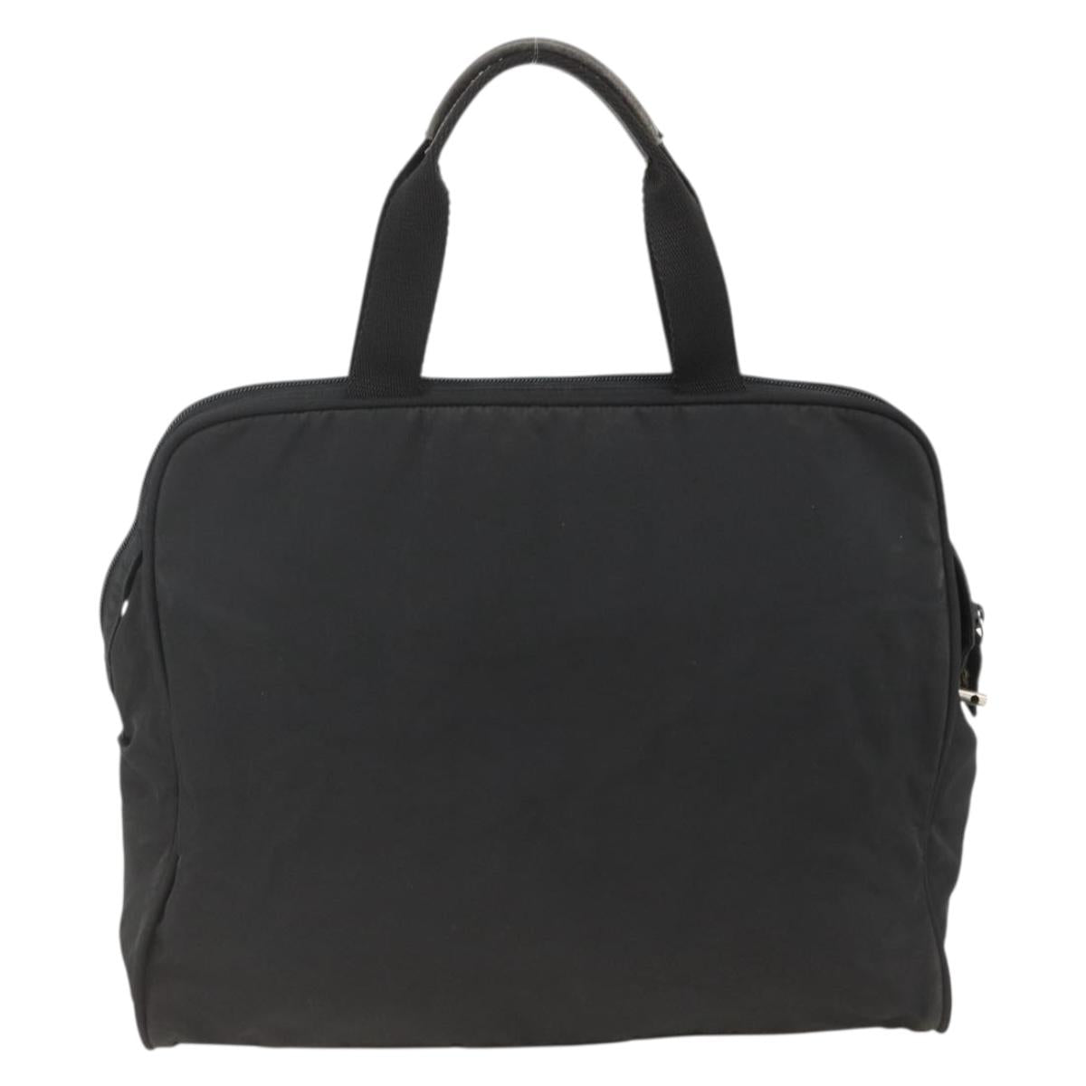 PRADA Hand Bag Nylon Black Silver Auth 173987