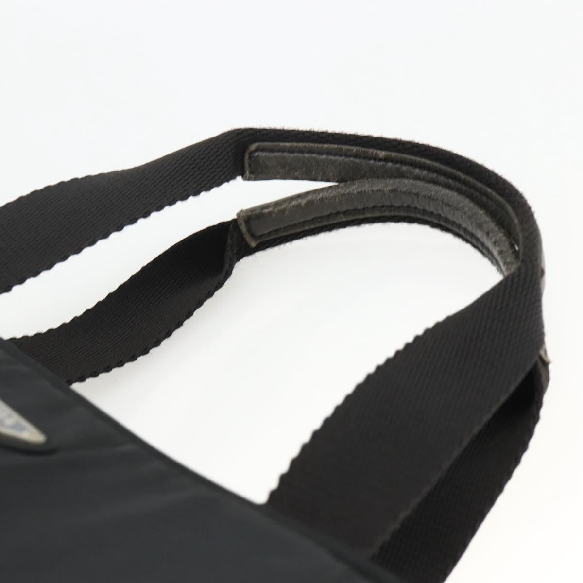PRADA Hand Bag Nylon Black Silver Auth 173987