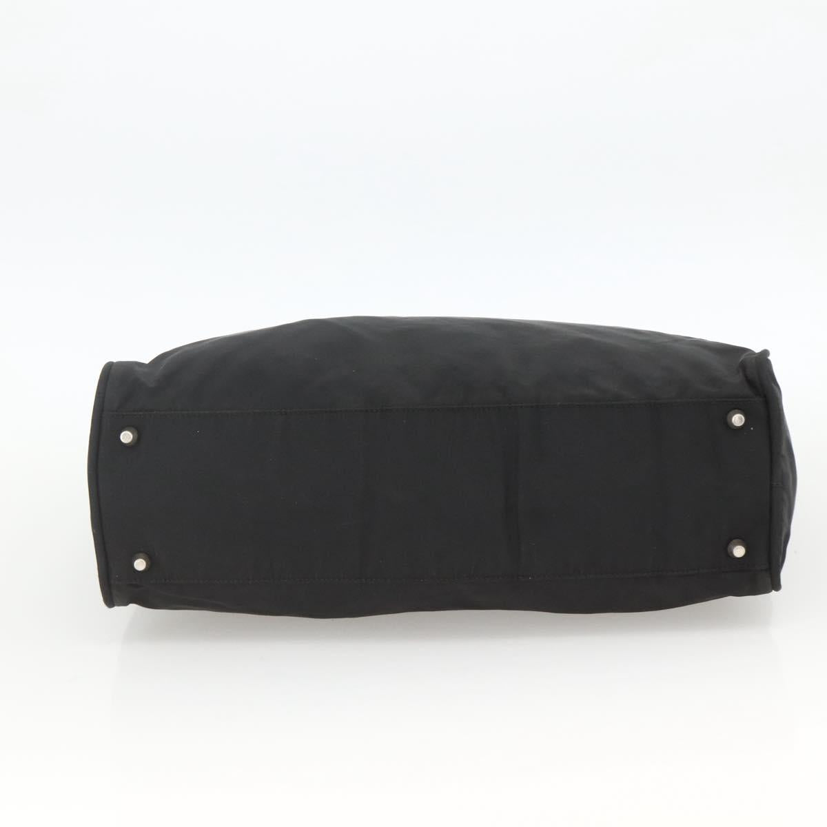 PRADA Hand Bag Nylon Black Silver Auth 173987