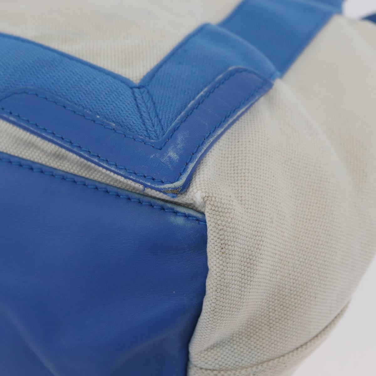 BALENCIAGA Cabas Bag Canvas Leather Light Beige Light Blue 339933 Auth 173988