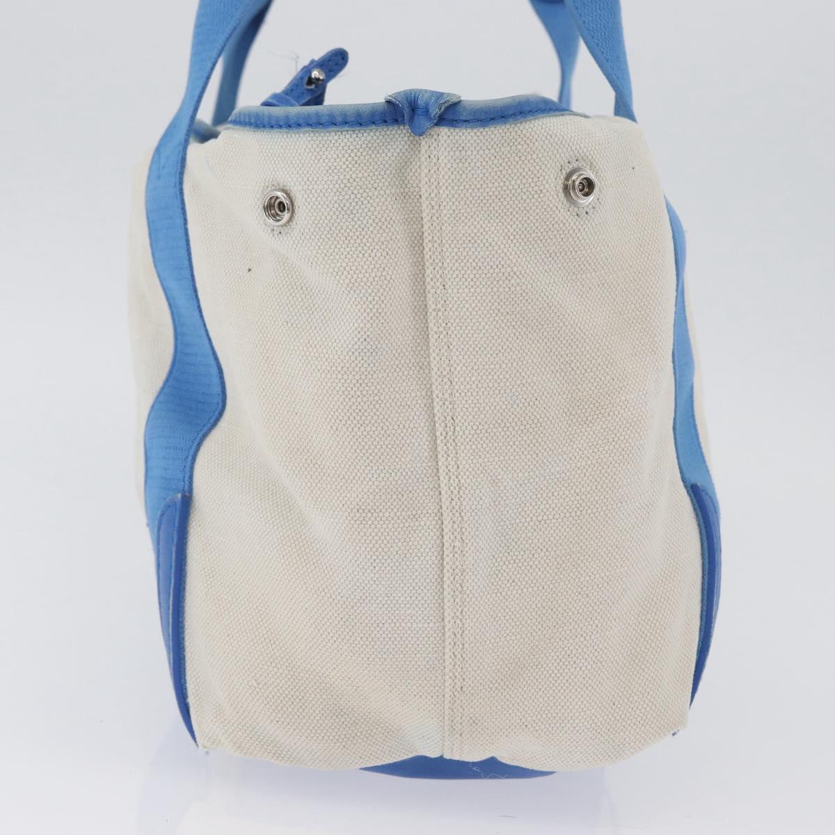 BALENCIAGA Cabas Bag Canvas Leather Light Beige Light Blue 339933 Auth 173988