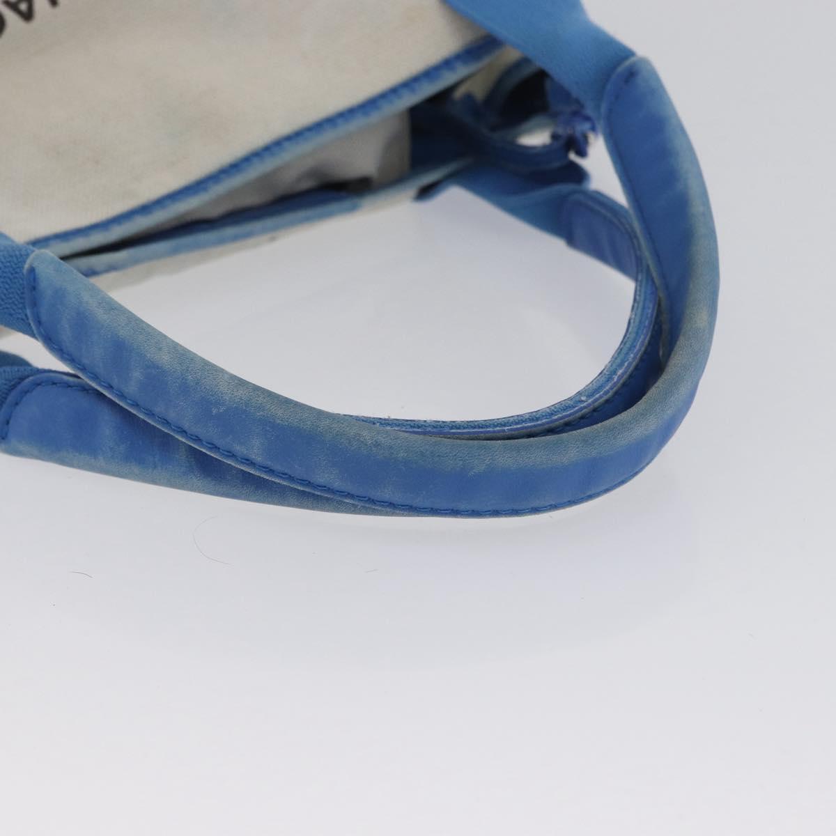BALENCIAGA Cabas Bag Canvas Leather Light Beige Light Blue 339933 Auth 173988