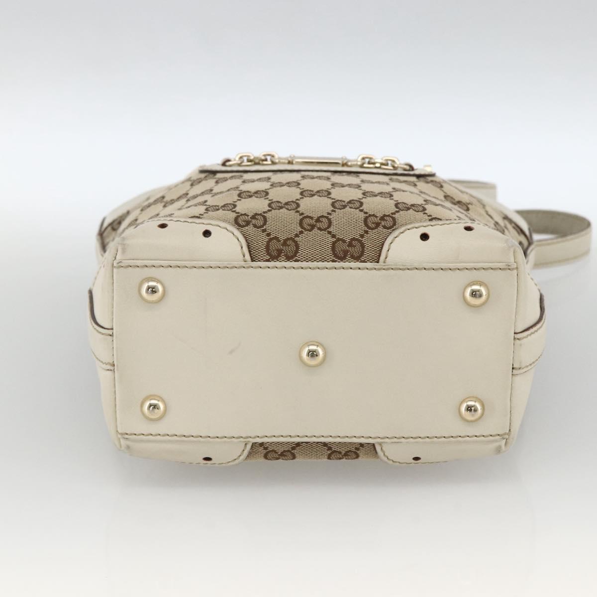 GUCCI GG Canvas Hand Bag Beige Gold 145994 Auth 173989
