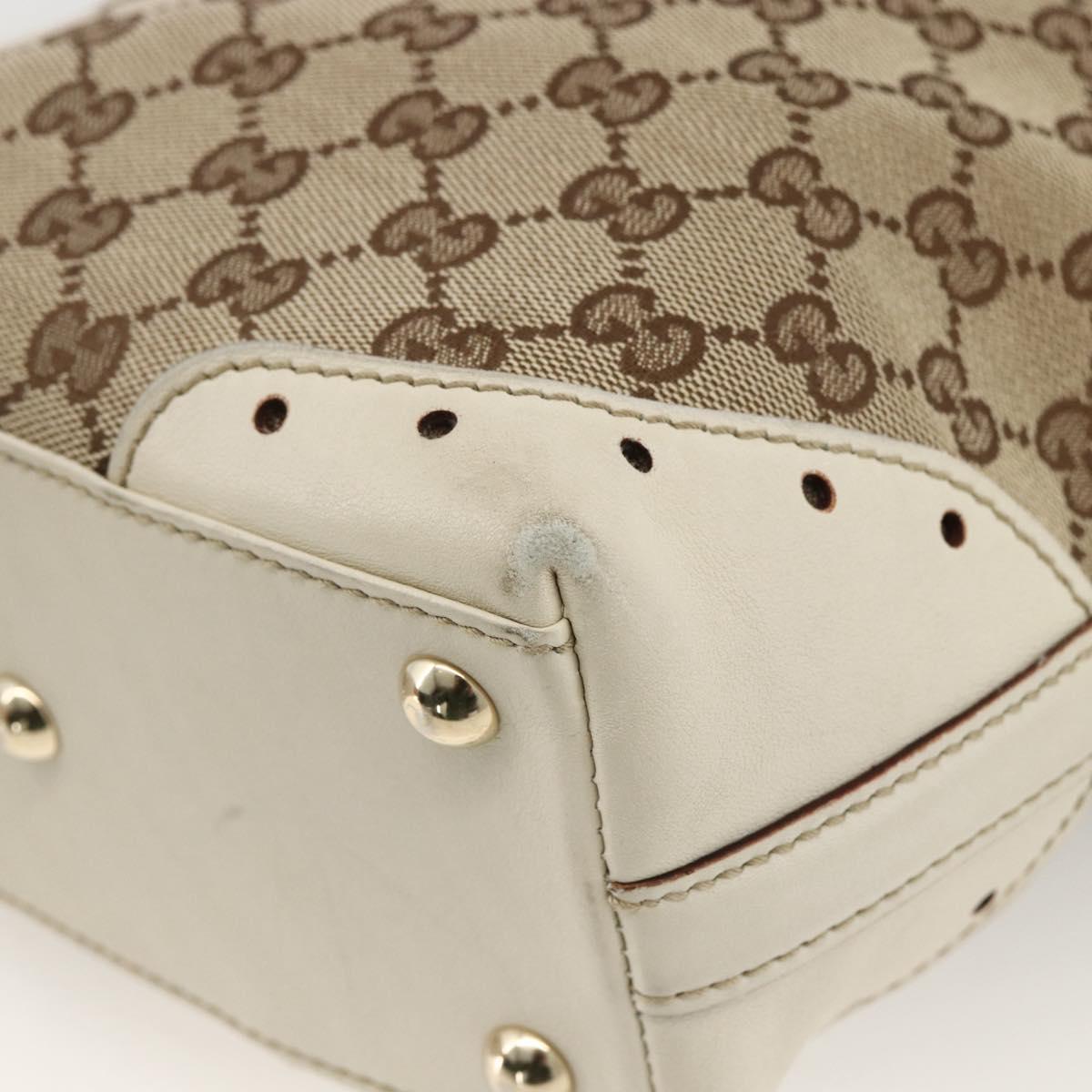 GUCCI GG Canvas Hand Bag Beige Gold 145994 Auth 173989