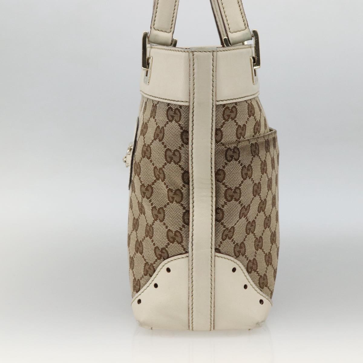 GUCCI GG Canvas Hand Bag Beige Gold 145994 Auth 173989