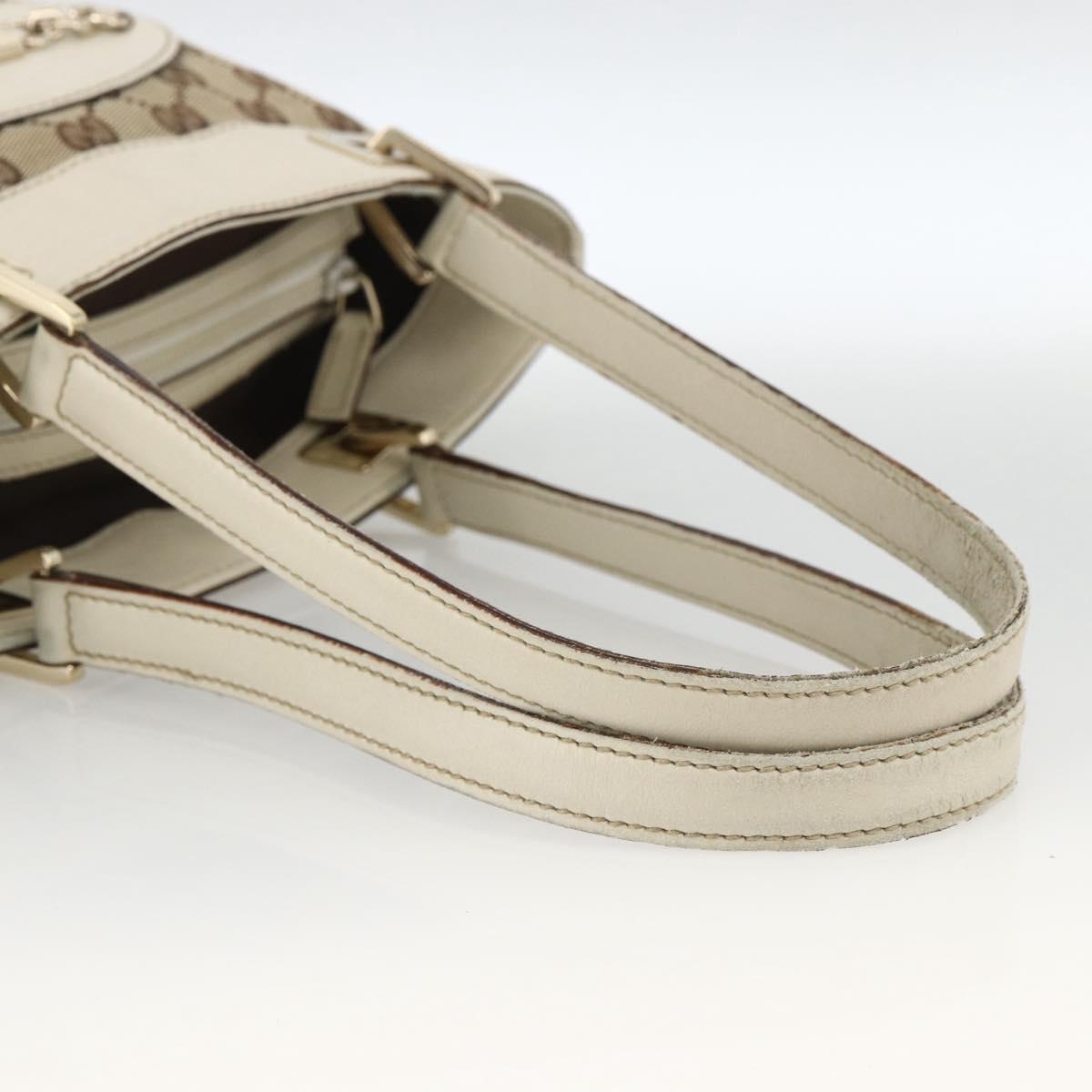 GUCCI GG Canvas Hand Bag Beige Gold 145994 Auth 173989