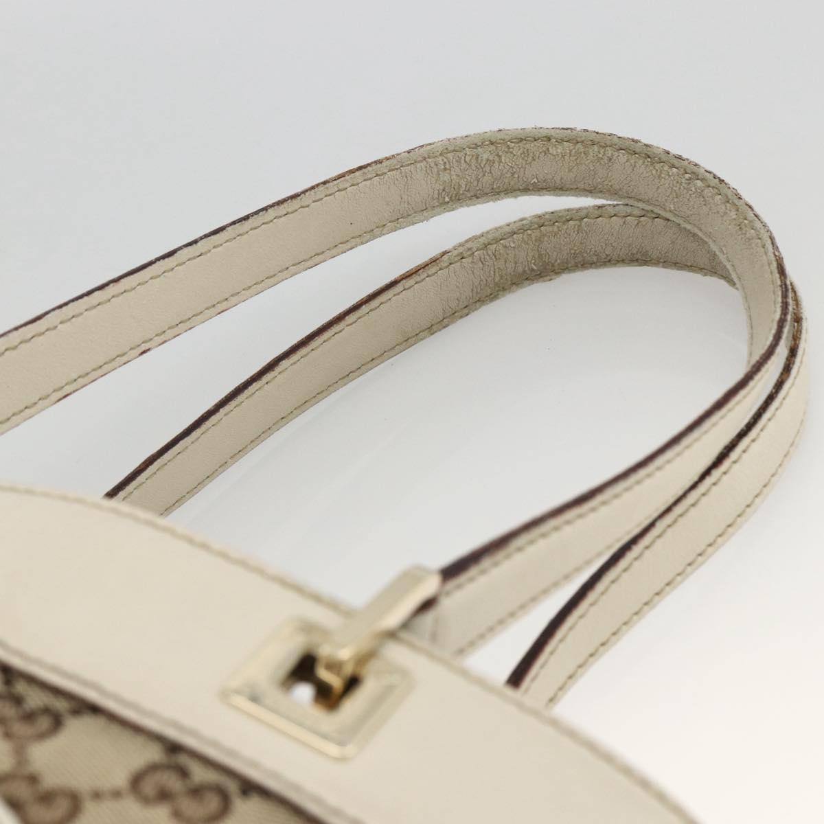 GUCCI GG Canvas Hand Bag Beige Gold 145994 Auth 173989