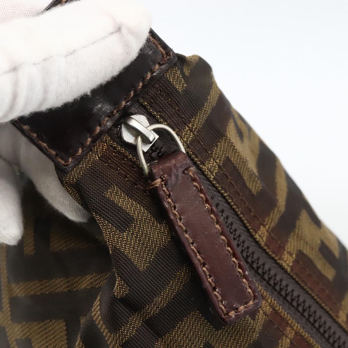 FENDI Zucca Canvas Pouch Black Brown Auth 173991
