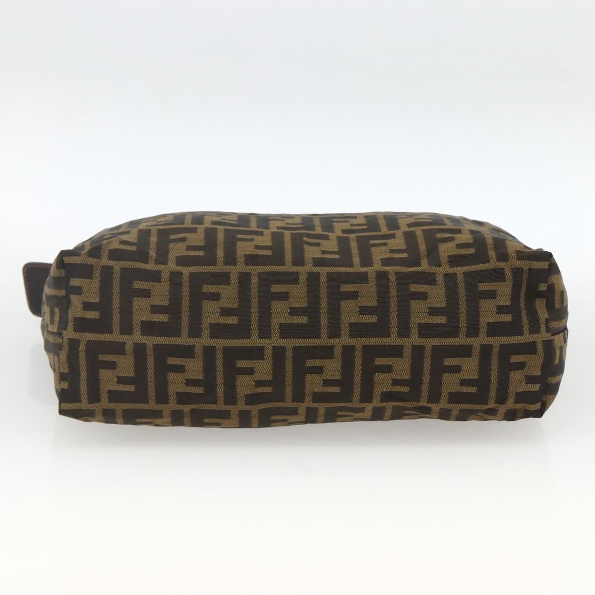 FENDI Zucca Canvas Pouch Black Brown Auth 173991