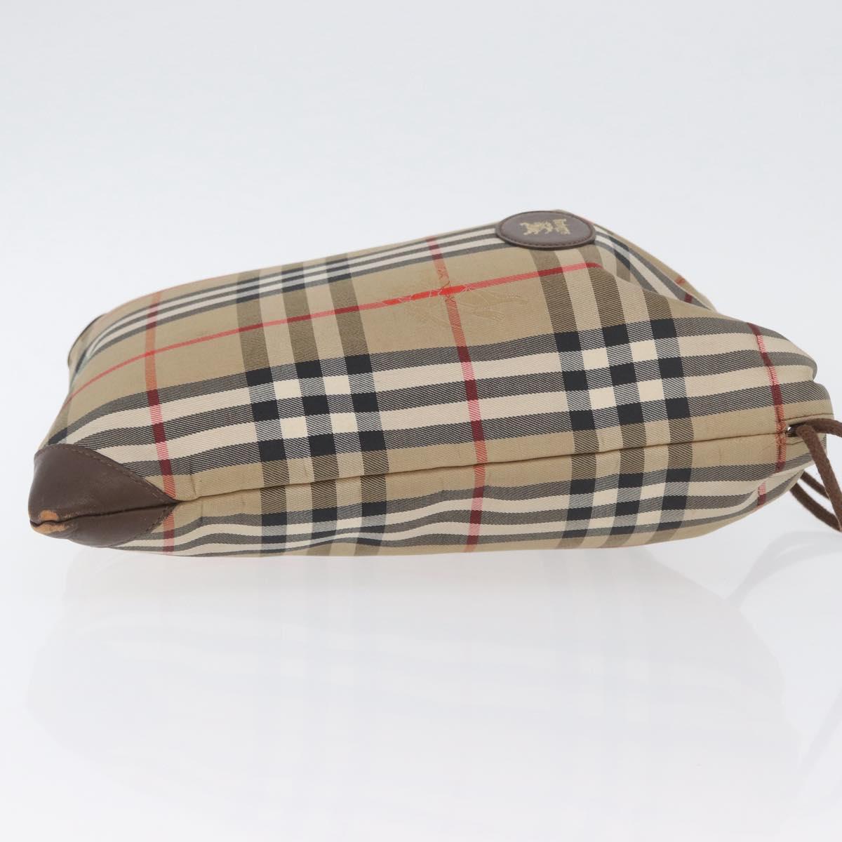 Burberrys Nova Check Pouch Canvas Beige Auth 173994