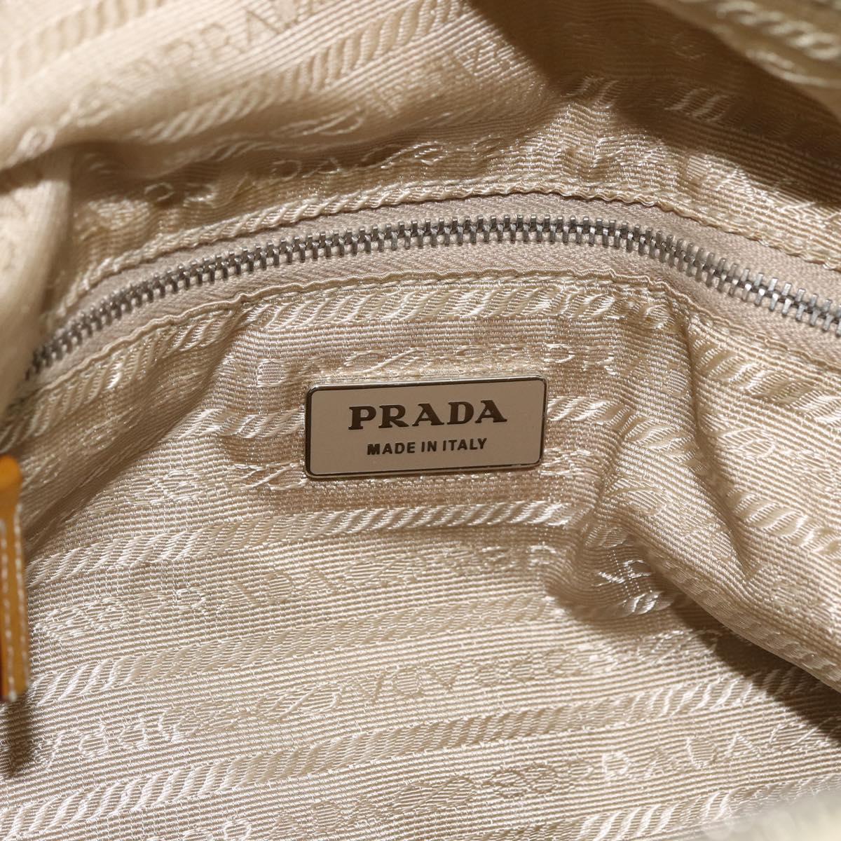 PRADA Shoulder Bag Nylon Beige Green Silver Auth 173997