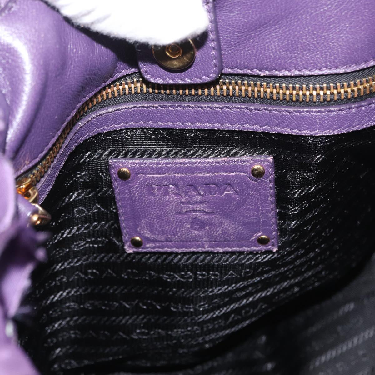 PRADA Hand Bag Nylon Leather Purple Gold Auth 173998