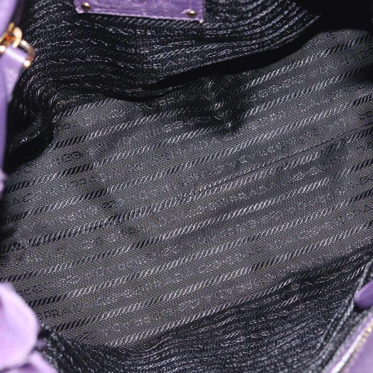 PRADA Hand Bag Nylon Leather Purple Gold Auth 173998