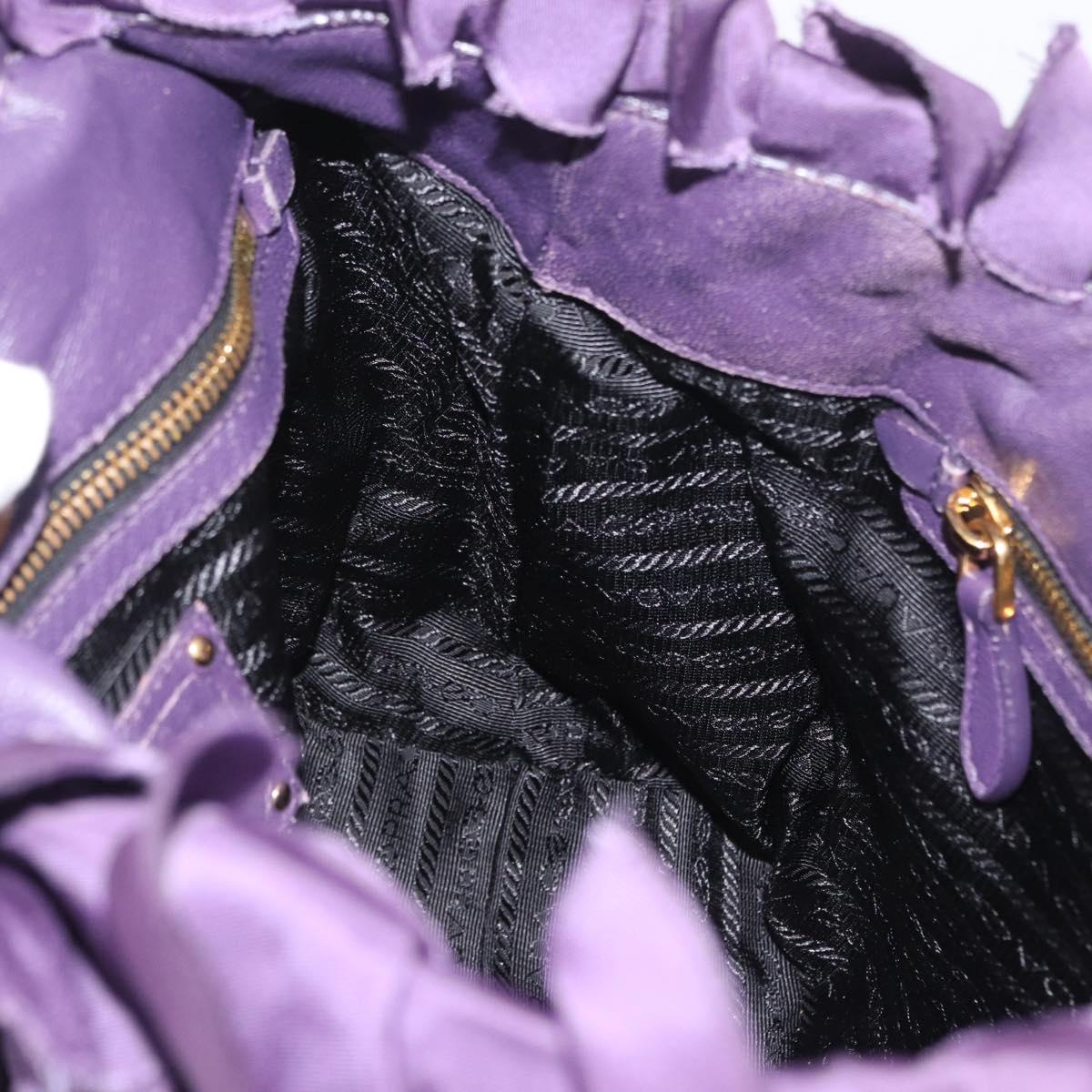 PRADA Hand Bag Nylon Leather Purple Gold Auth 173998