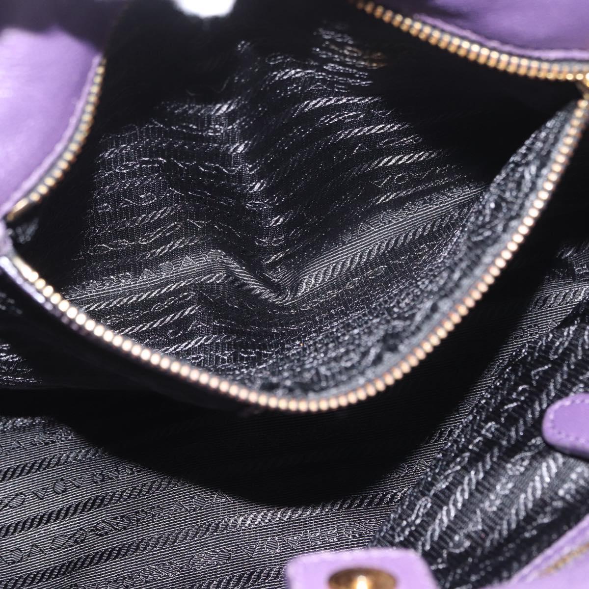 PRADA Hand Bag Nylon Leather Purple Gold Auth 173998