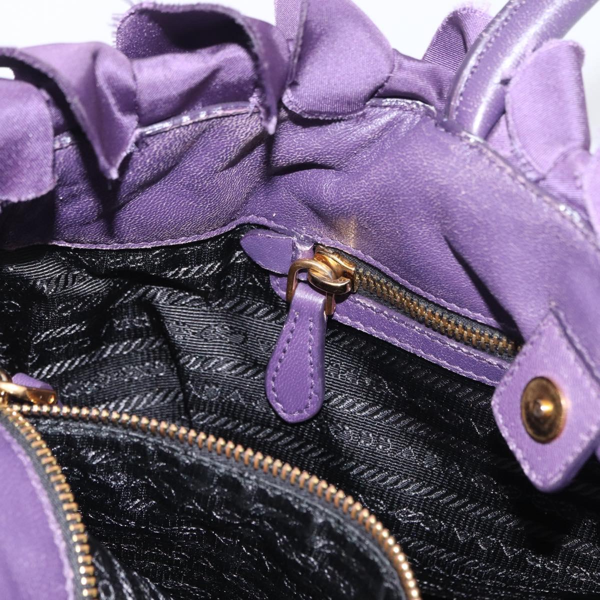 PRADA Hand Bag Nylon Leather Purple Gold Auth 173998