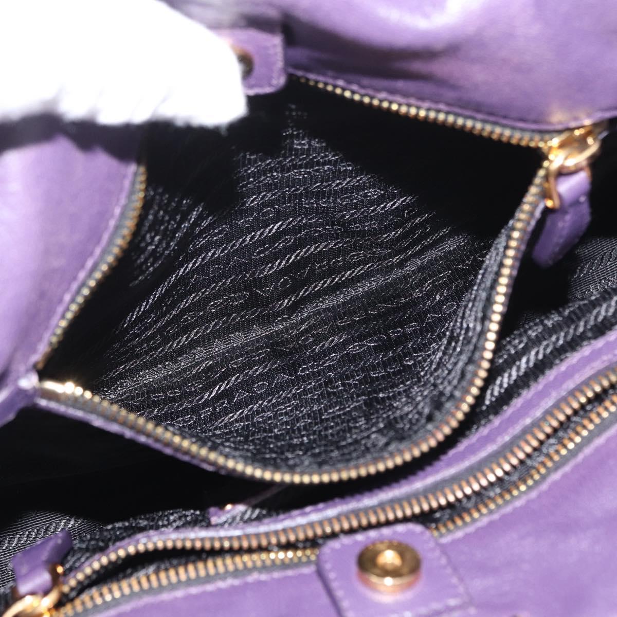 PRADA Hand Bag Nylon Leather Purple Gold Auth 173998