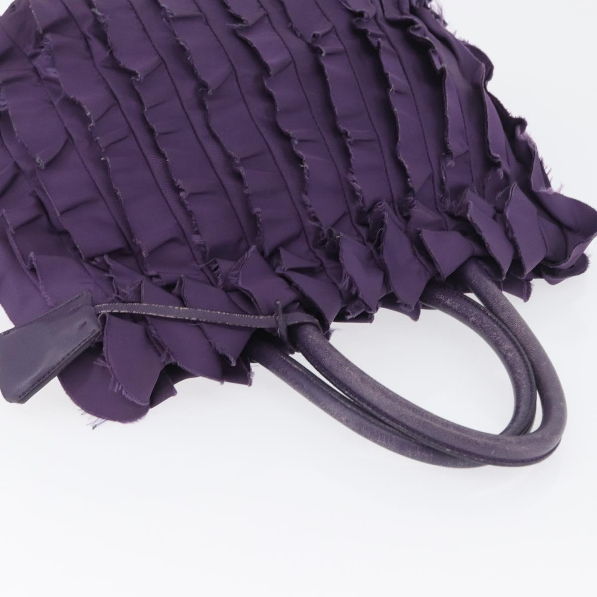 PRADA Hand Bag Nylon Leather Purple Gold Auth 173998