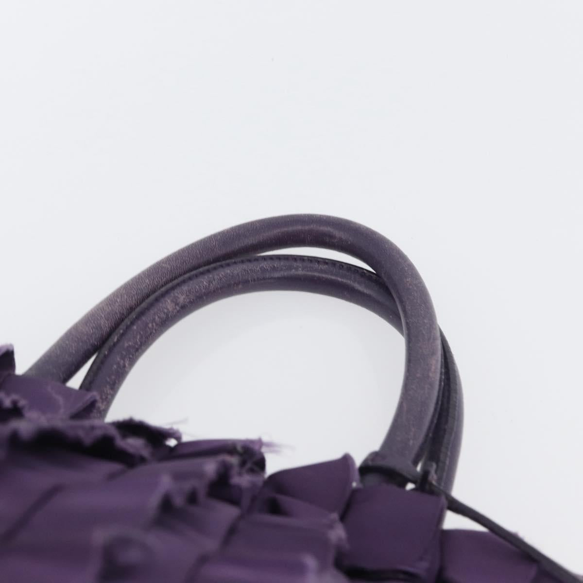 PRADA Hand Bag Nylon Leather Purple Gold Auth 173998