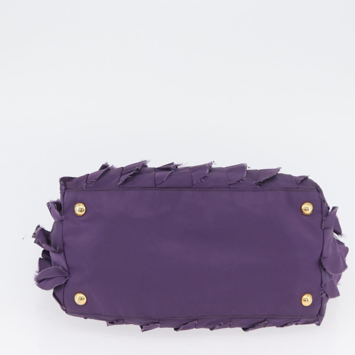 PRADA Hand Bag Nylon Leather Purple Gold Auth 173998