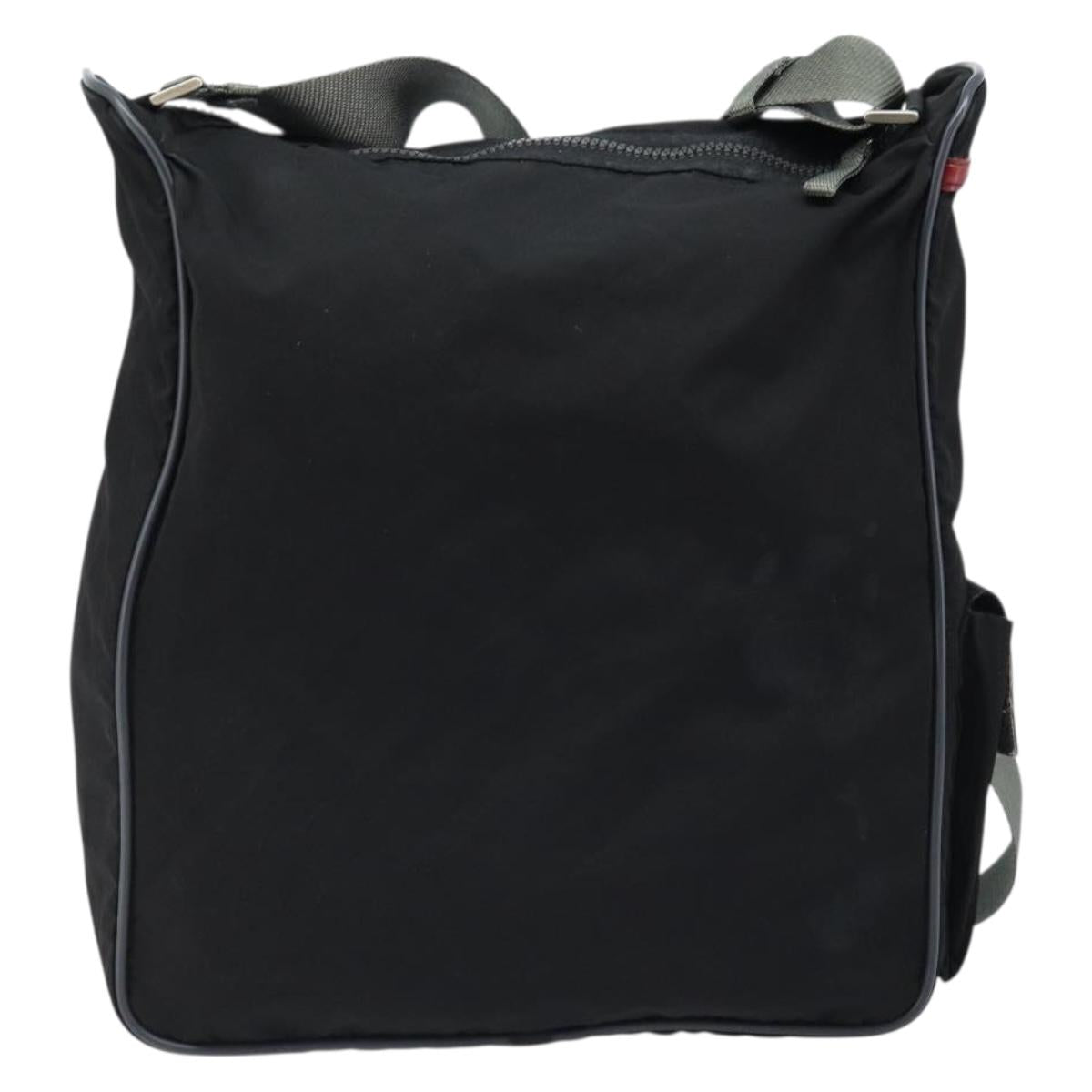 PRADA Sports Shoulder Bag Nylon Black Silver Auth 173999