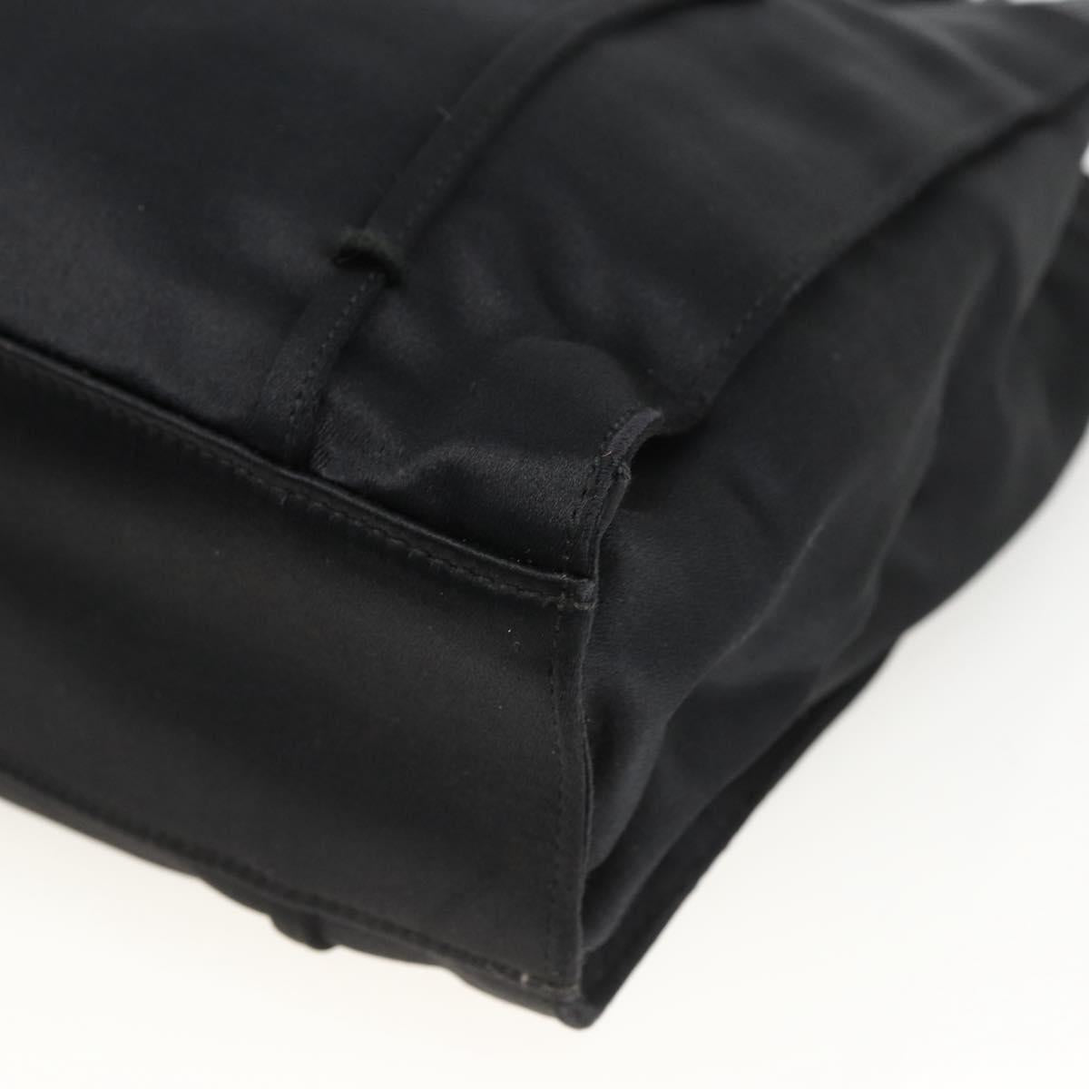 PRADA Hand Bag Satin Black Auth 174000