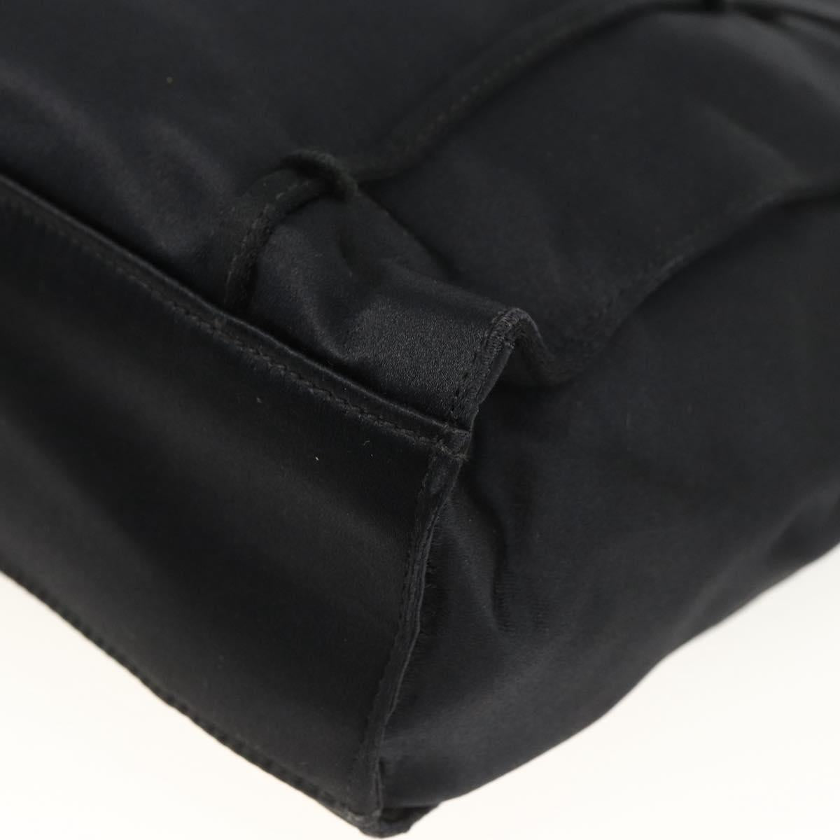 PRADA Hand Bag Satin Black Auth 174000