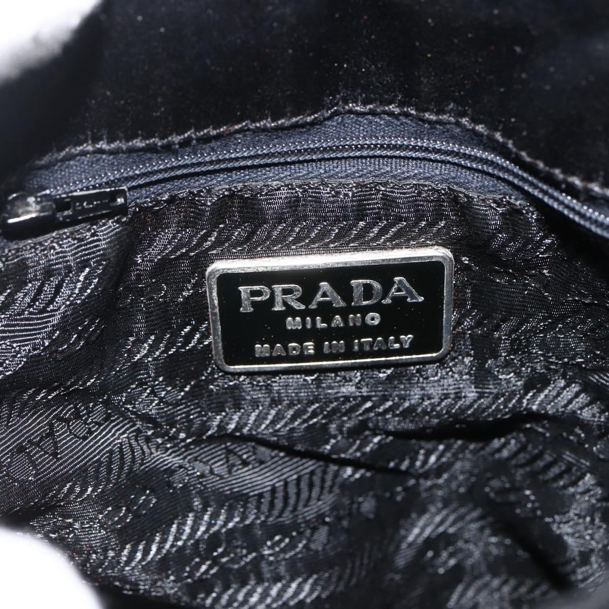 PRADA Hand Bag Satin Black Auth 174000