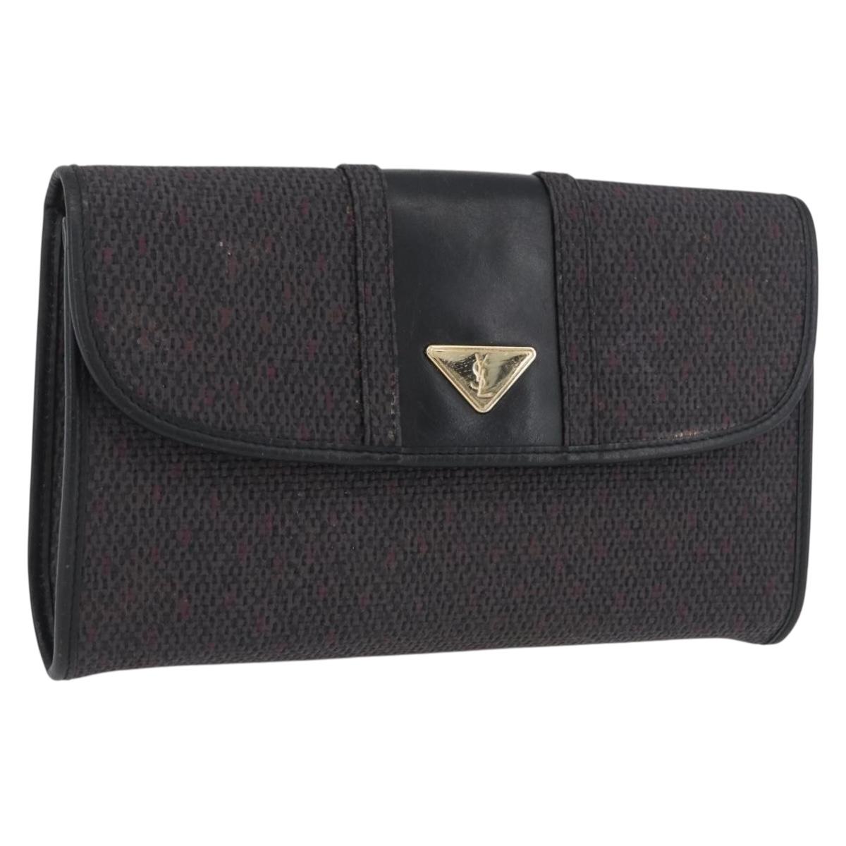 SAINT LAURENT Clutch Bag PVC Purple Gold Auth 174001