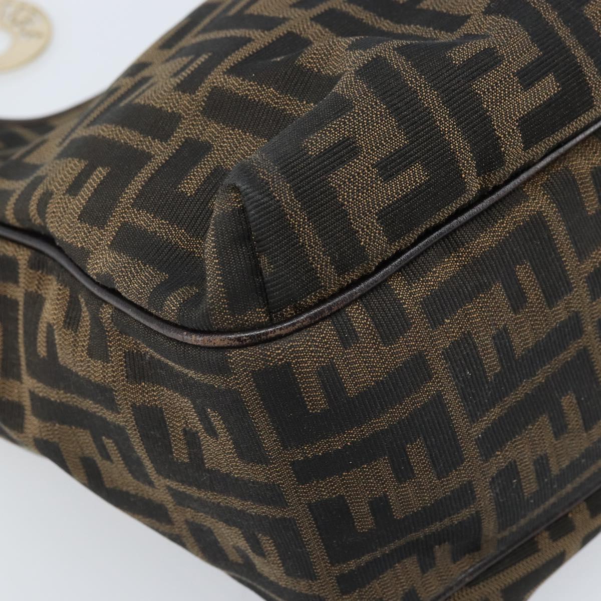 FENDI Zucca Canvas Hand Bag Black Brown Auth 174003