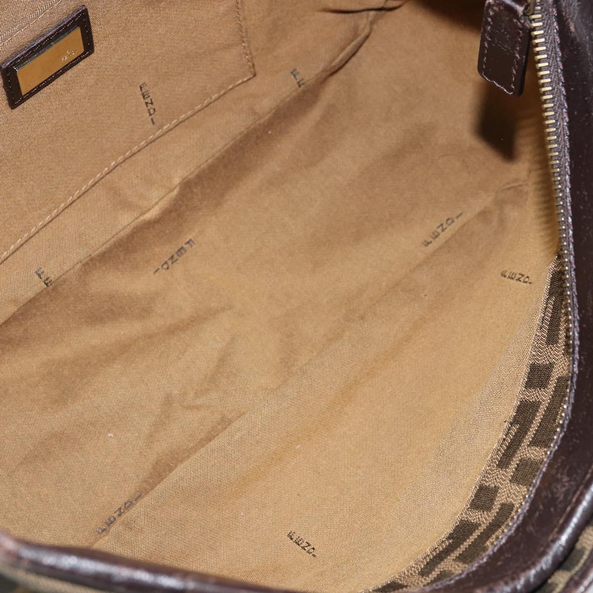 FENDI Zucca Canvas Hand Bag Black Brown Auth 174003