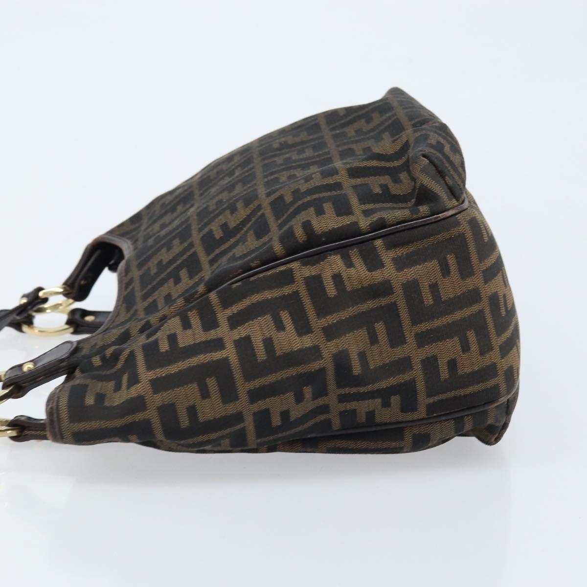 FENDI Zucca Canvas Hand Bag Black Brown Auth 174003