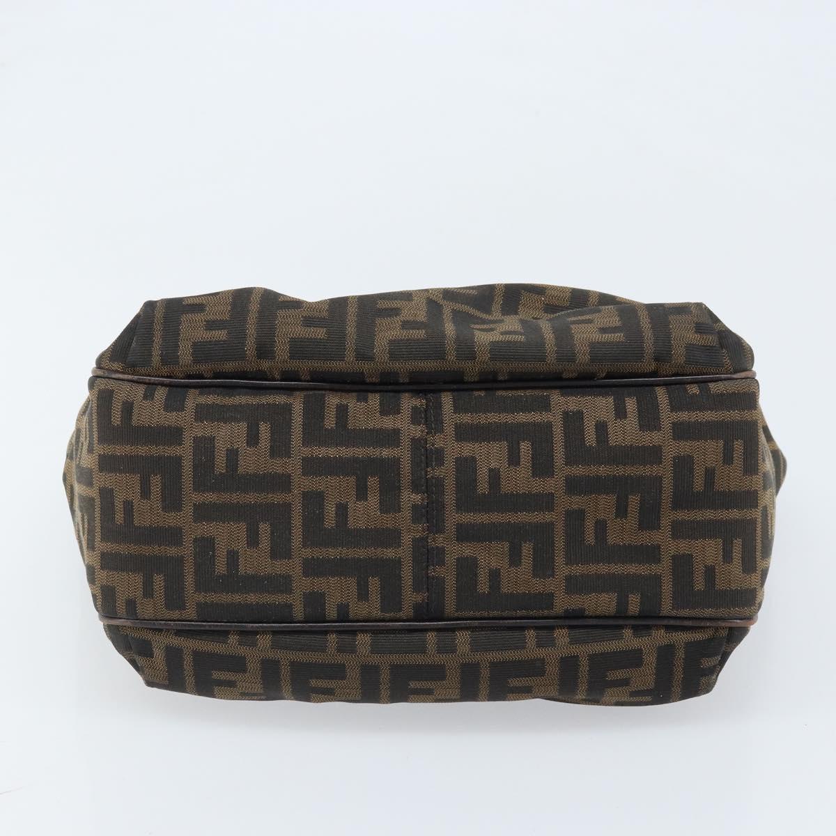 FENDI Zucca Canvas Hand Bag Black Brown Auth 174003