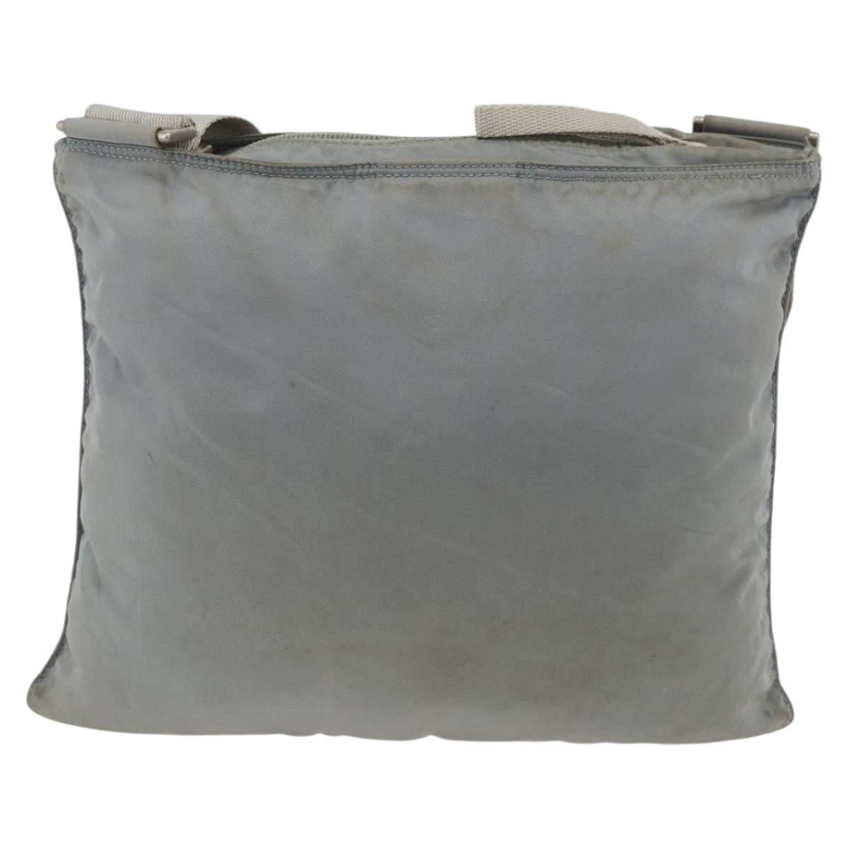 PRADA Shoulder Bag Nylon Gray Silver Auth 174005