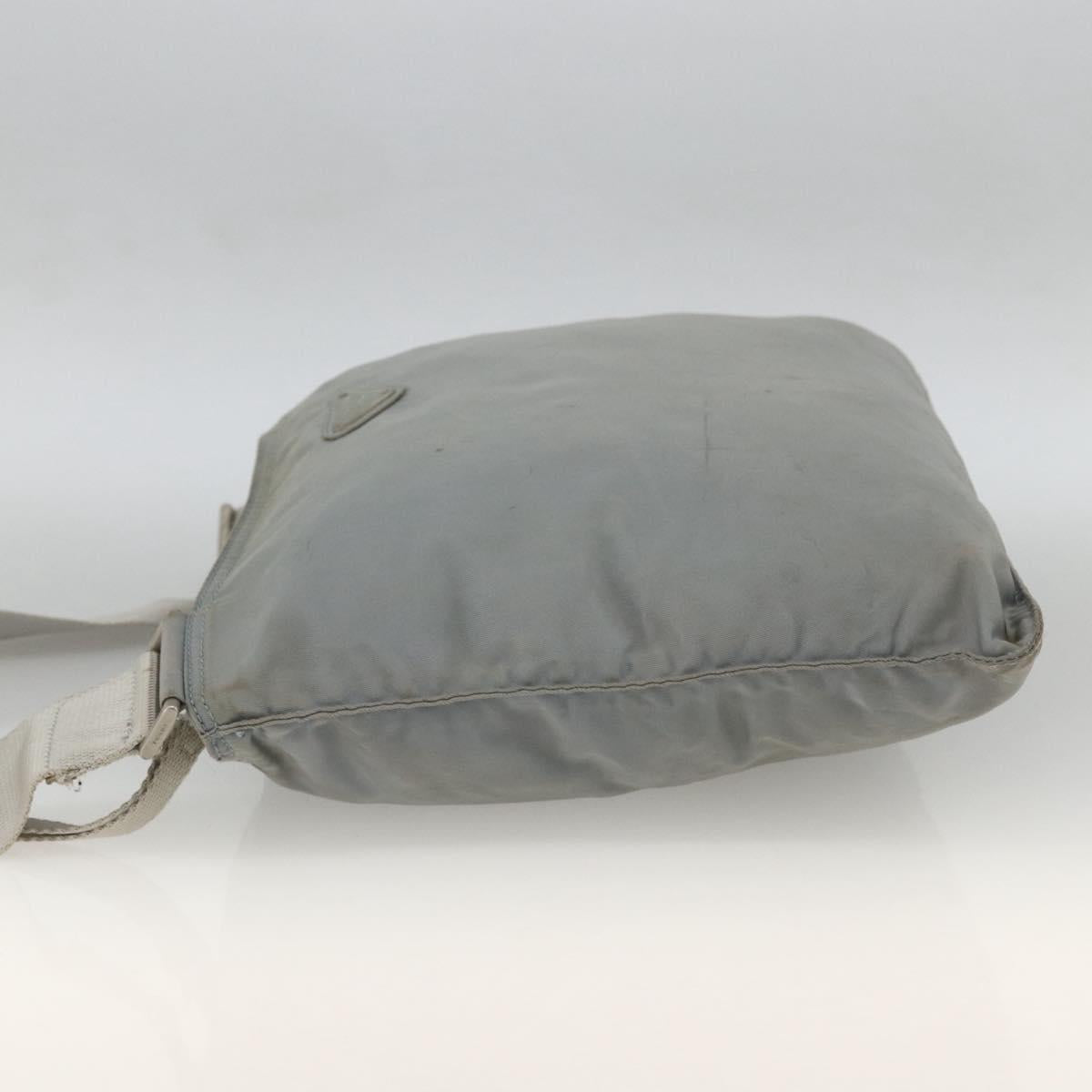 PRADA Shoulder Bag Nylon Gray Silver Auth 174005